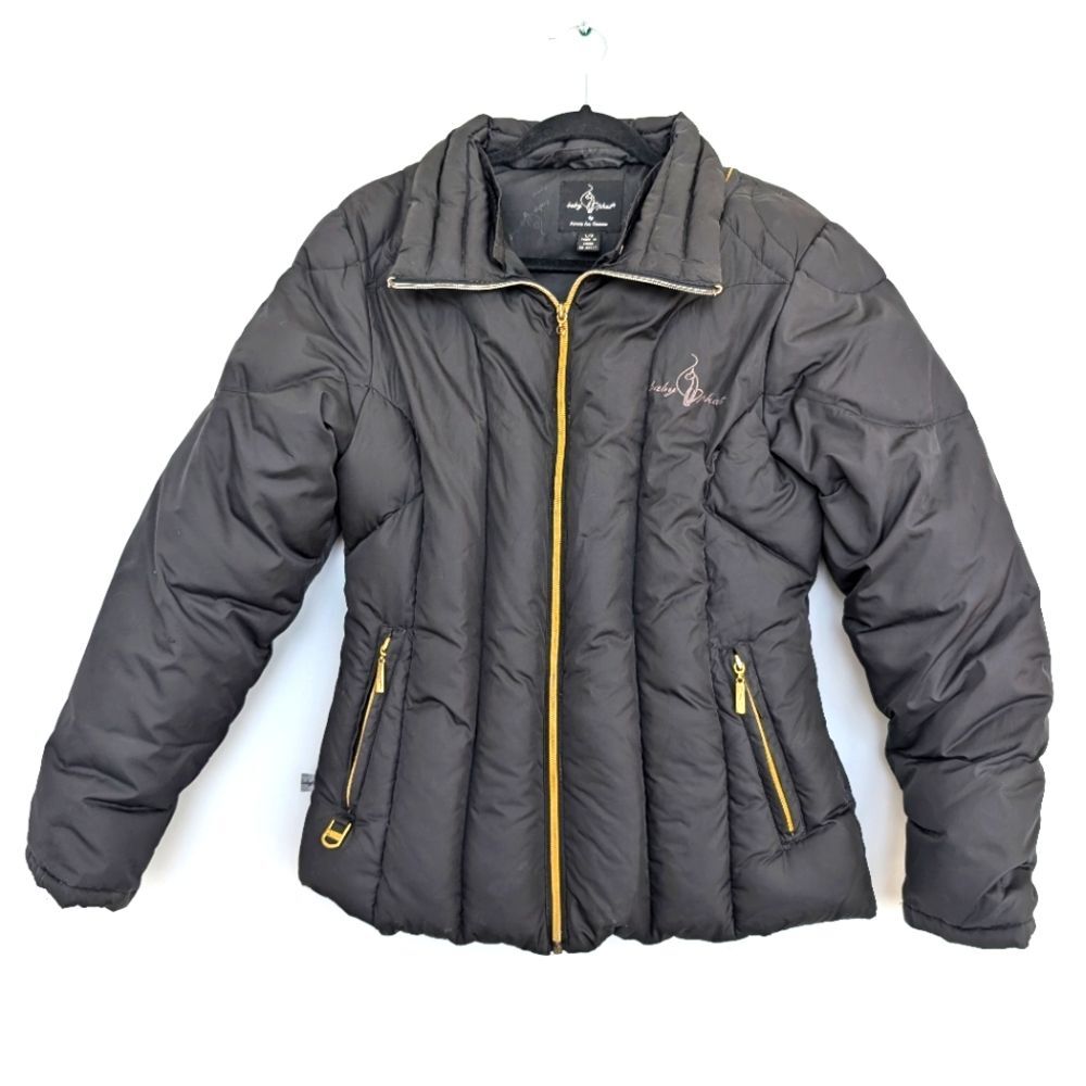 Y2K Baby Phat Down Feather Filled Blend Quilted Puffer Jacket Sz L Gold Hardware